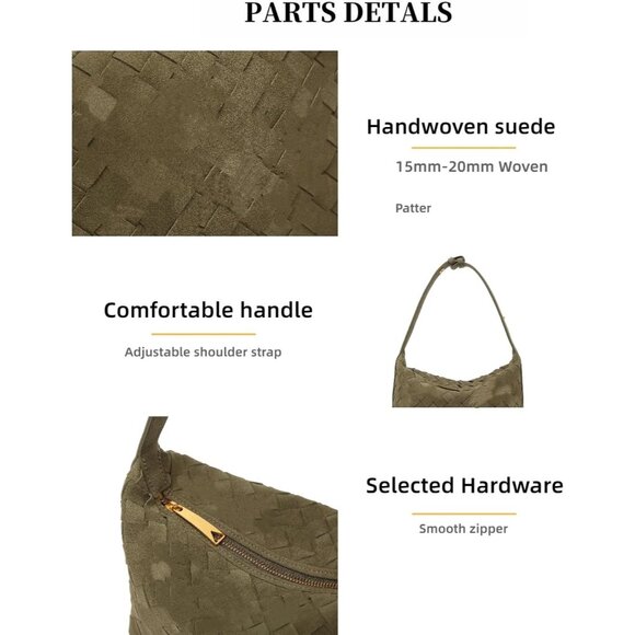 Chic Olive Suede Handbag with Adjustable Strap - Perfect Daily Companion - Picture 5 of 8